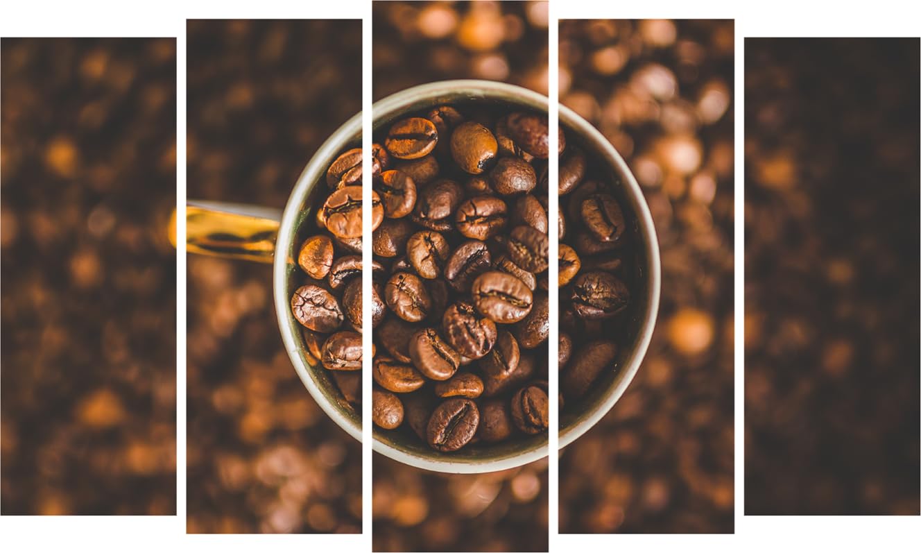 Brew-tiful 5-Panel Coffee Beans Photography Framed Wall Art That'll Perk Up Your Walls (150x76cm)