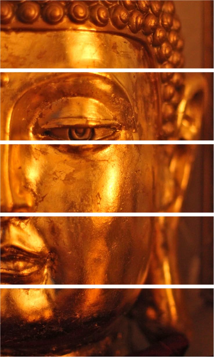 Buddha-tastic Multi-Frame Wall Art to Amp Up Your Zen - Framed Serenity Squad (127×76cm) displayed on a crisp white living room wall