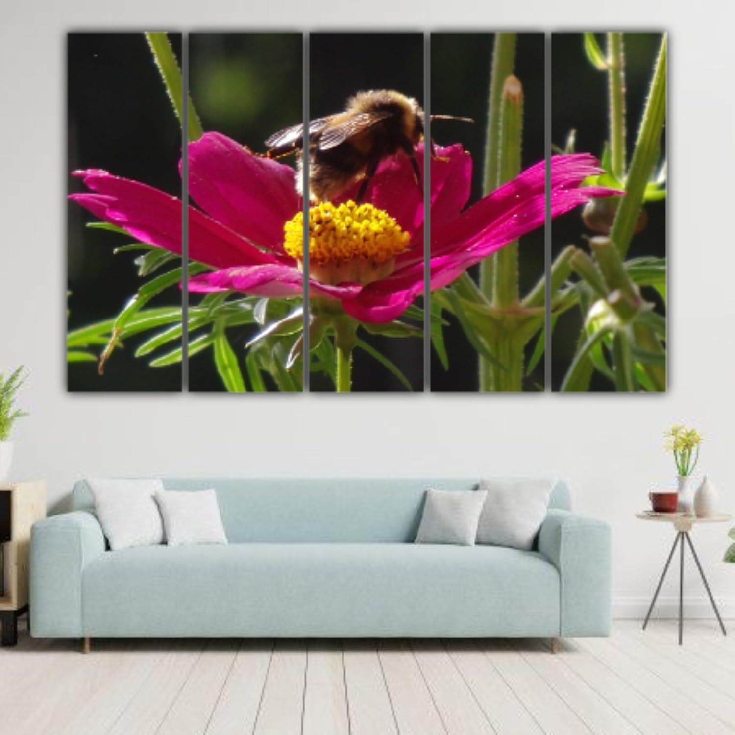 Close-up of the vibrant petals on Flower Fiesta Photography Framed Wall Art ready to hang