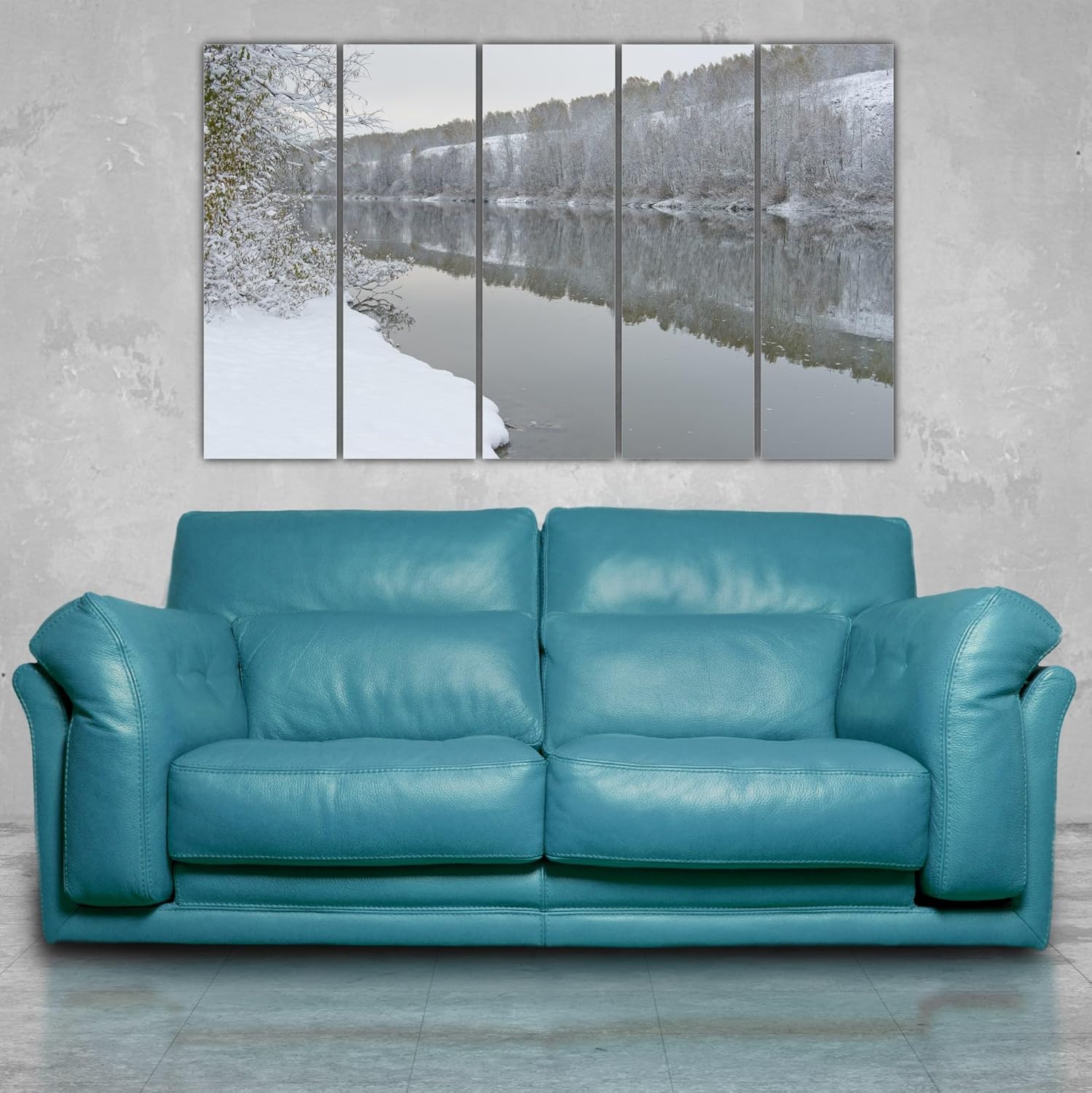 Close-up of the framed panels in Landscape-tastic 5-Panel Wall Art highlighting splash-proof laminated finish