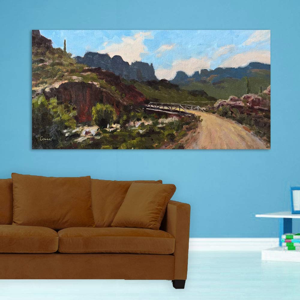Bridge Over Boredom: 'Bridge to Nowhere' Framed Wall Art displaying a misty bridge disappearing into lush landscape