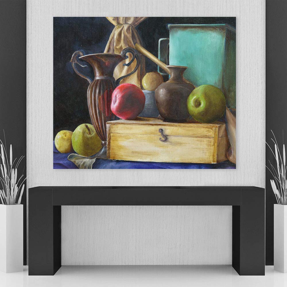 Fruit-tastic Unframed Abstract Wall Art with vibrant fruits and vases