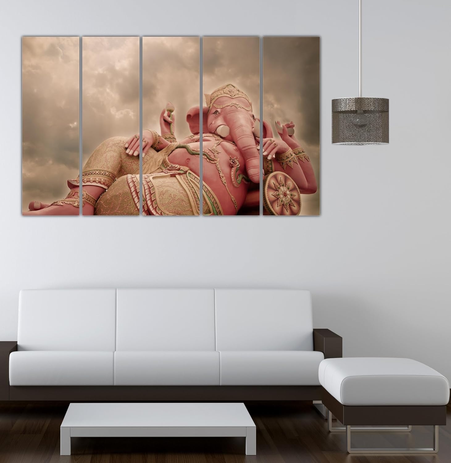 Multi-panel Ganesha Wall Art in framed form with rich, splash-proof digital colors