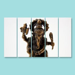 Ganesha Glow: 5-Panel Framed Wall Art Blessing Your Walls (127x76cm)