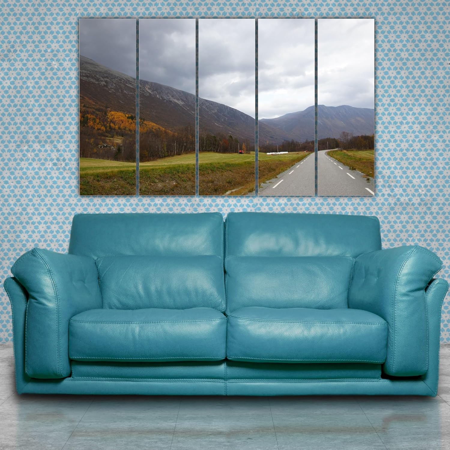 Landscape-tastic Panel Party: Framed Wall Art with vibrant forest scene in multi-frame design