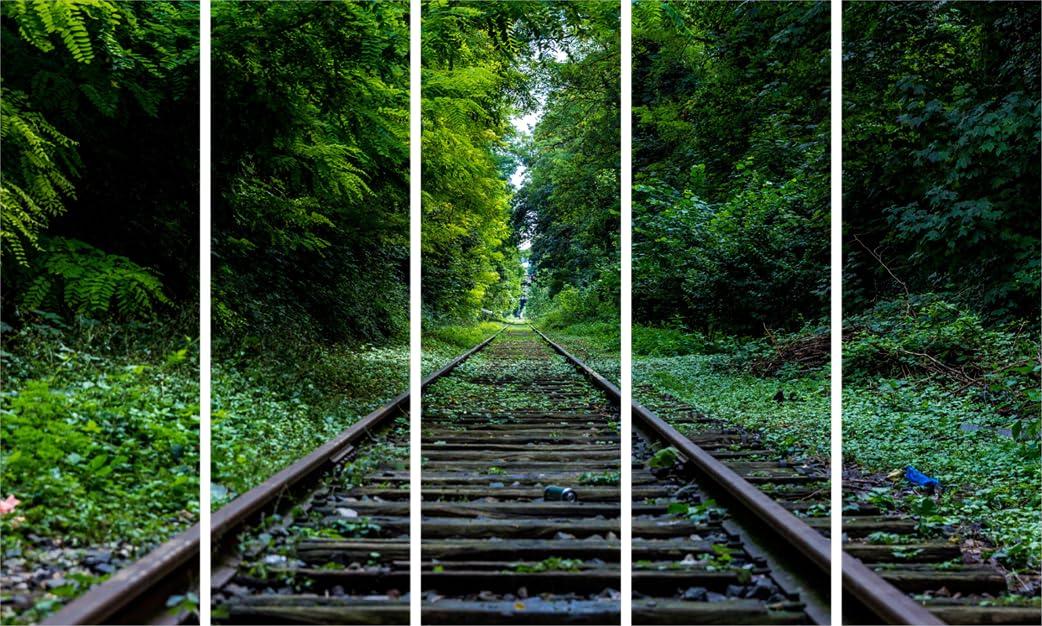 Track Down Style: 5-Panel Train Track Framed Wall Art That Goes the Distance (150x76cm)