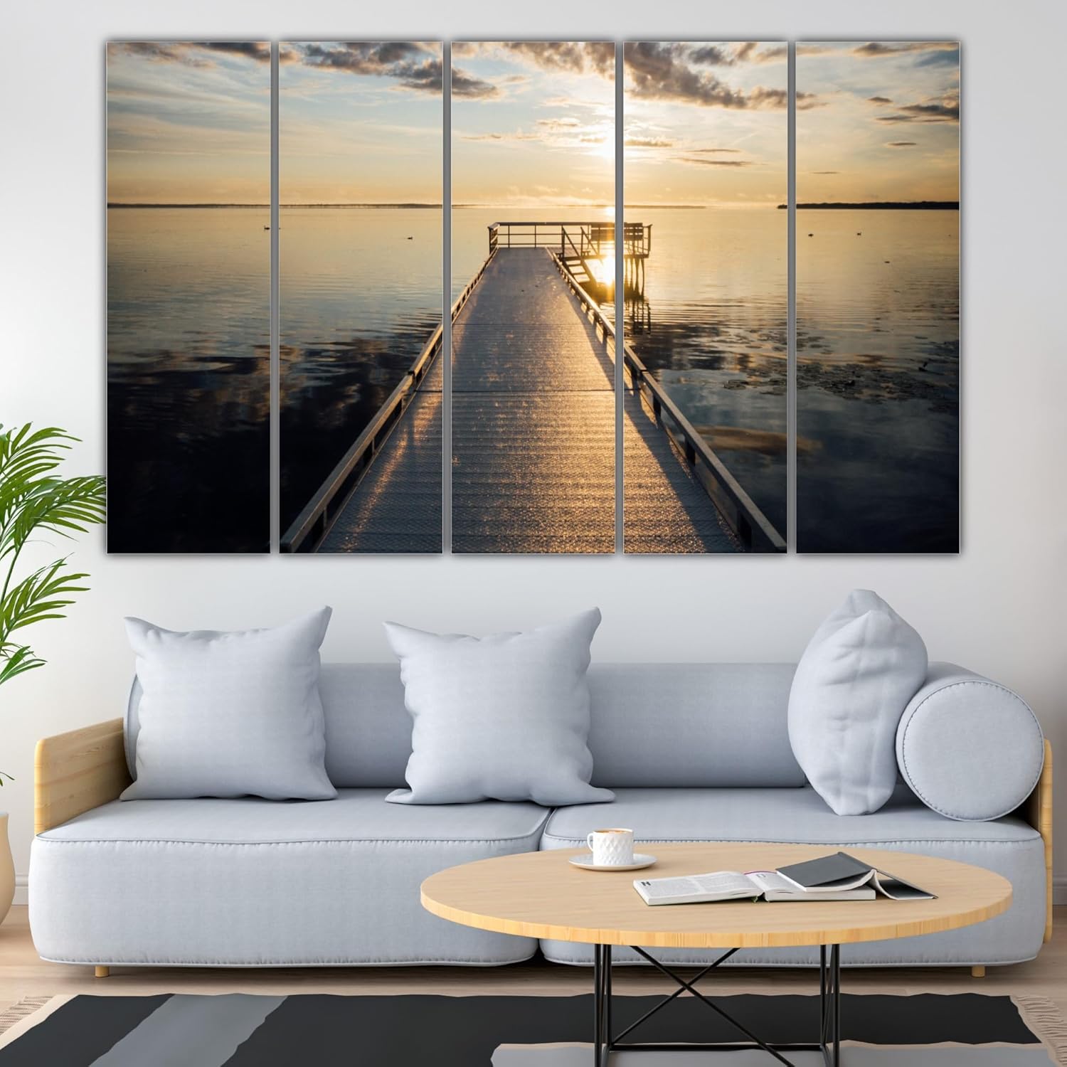 Sea-riously Stunning sea photography wall art arranged in five sleek framed panels