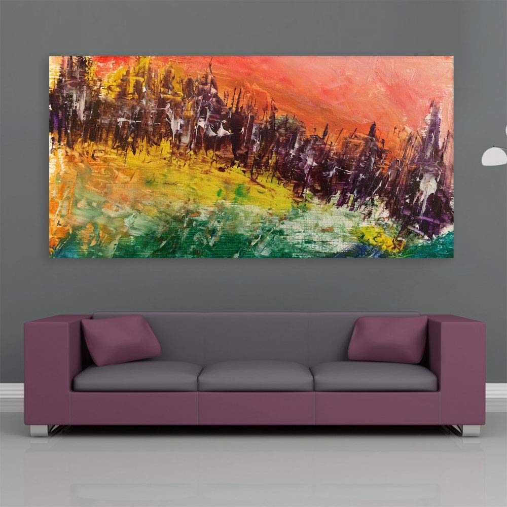 Color-splosion Abstract Canvas That'll Make Your Walls Swoon - Framed Wall Art Ready to Pop (85x40.5cm)