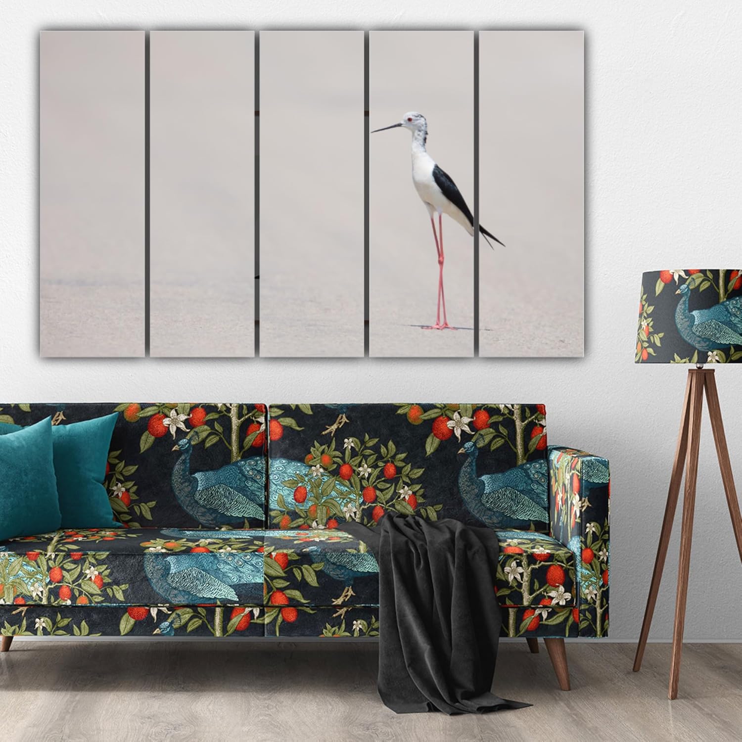 Close-up of vivid bird details on Fly High: Bird-tastic Framed Wall Art panels.