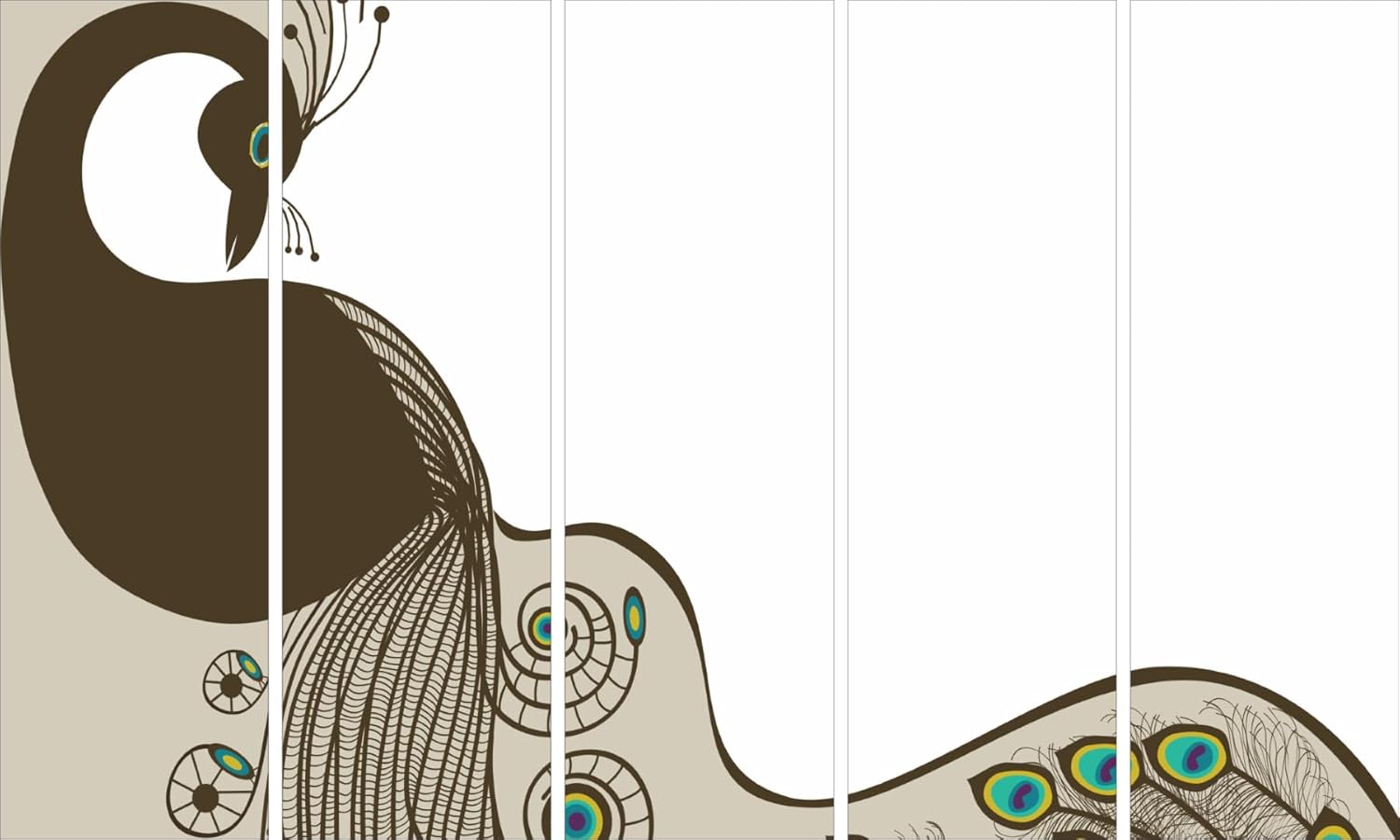 Peacock Plumes Photo Framed Wall Art That'll Make Your Walls Strut Their Stuff - 5-Panel Splendor (150x76cm)