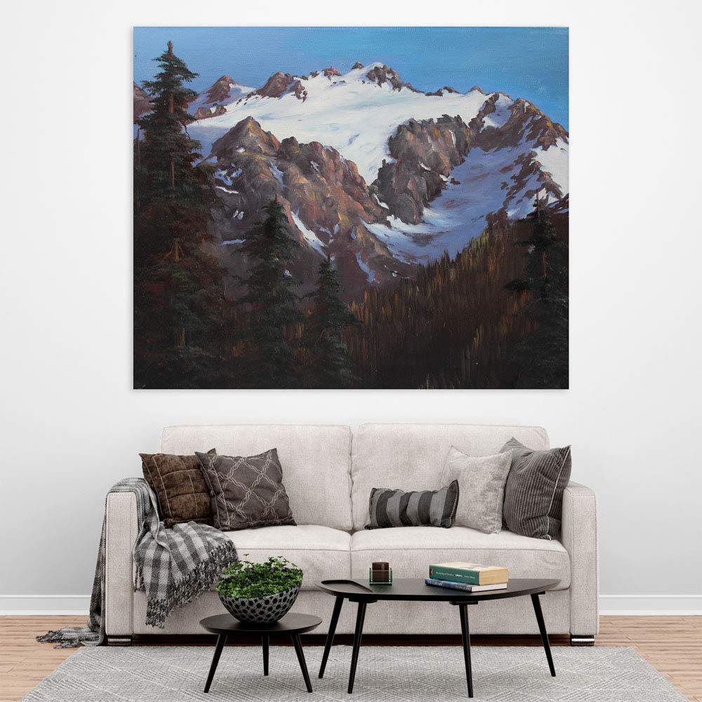 Peak-a-Boo! Snow-Covered Mountain Unframed Wall Art