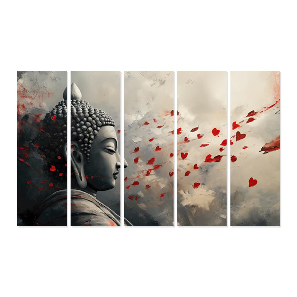 Om My Buddha: 5-Panel Framed Wall Art that Radiates Calm