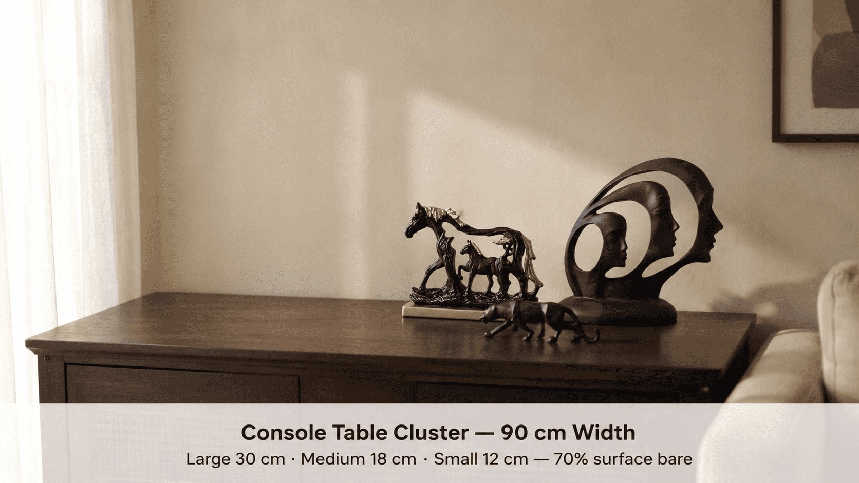 How to Cluster Showpieces on a Living Room Console Table Without Clutter