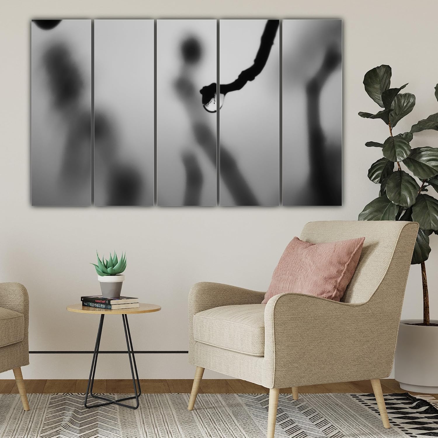 Close-up of framed Wall Art capturing delicate blue water droplets in high-definition photography panels
