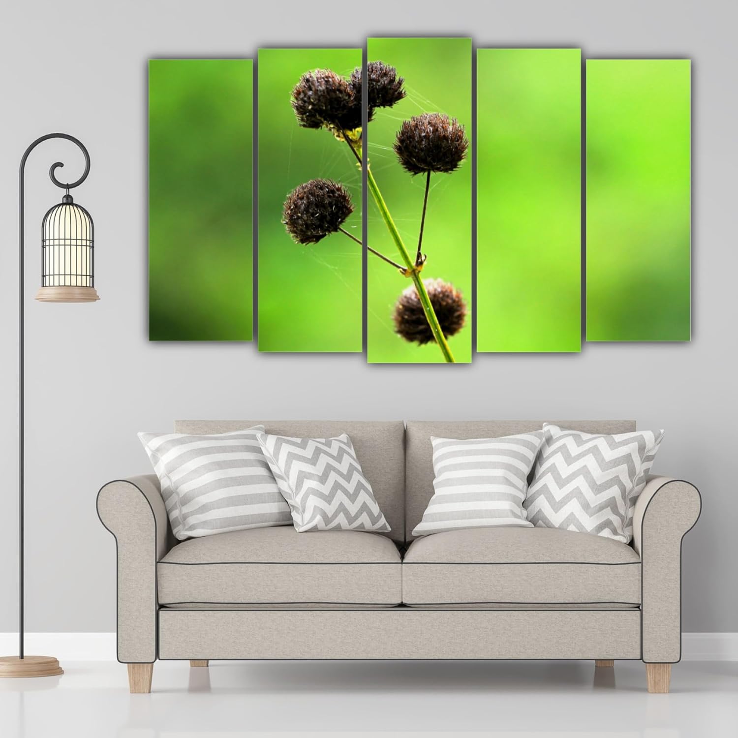 Living room wall featuring the Flora-Phoric framed flower photography Wall Art adding color and charm