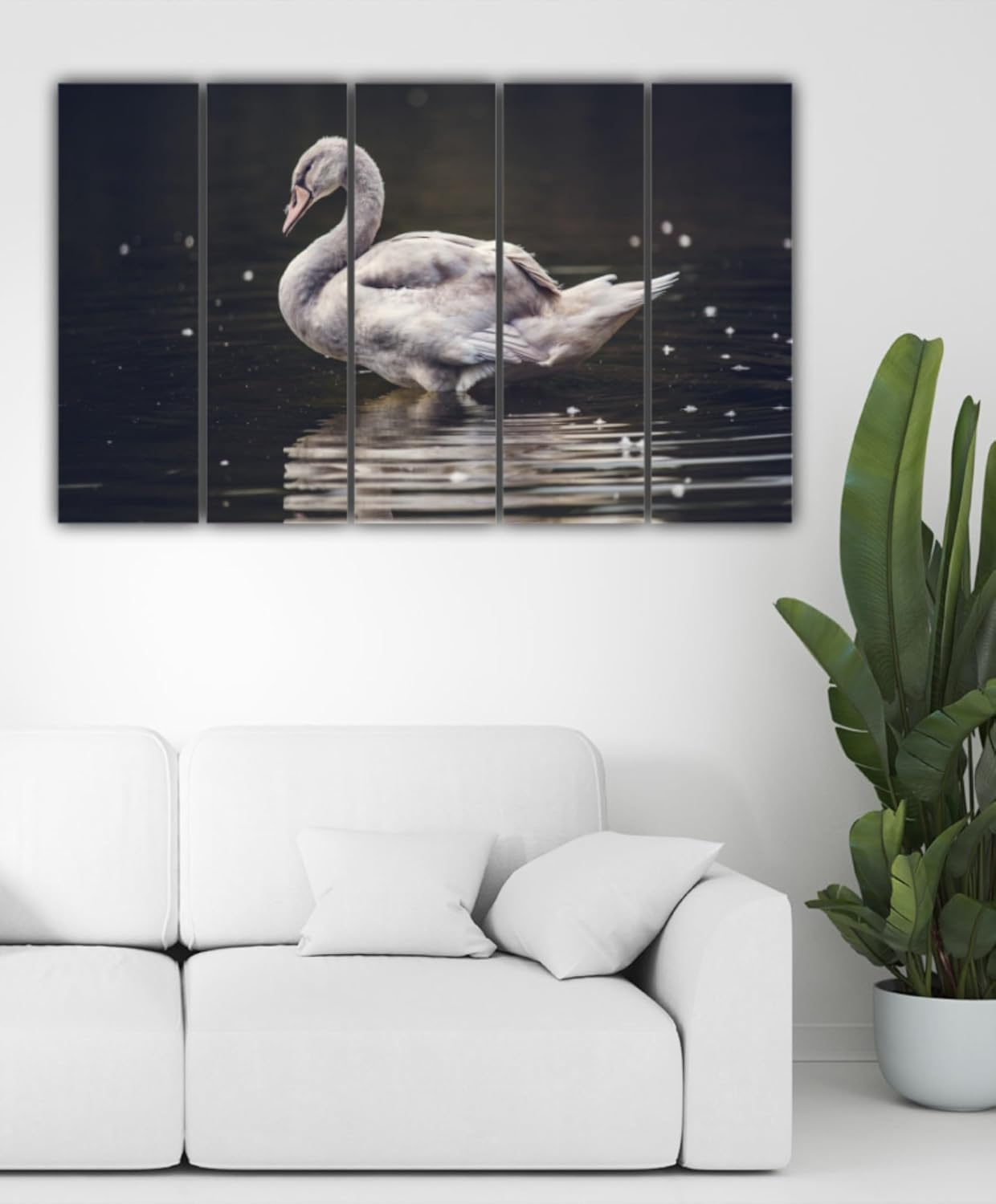 Close-up view of the framed multi-frame duck wall art with glossy, splash-proof finish and vibrant feather details
