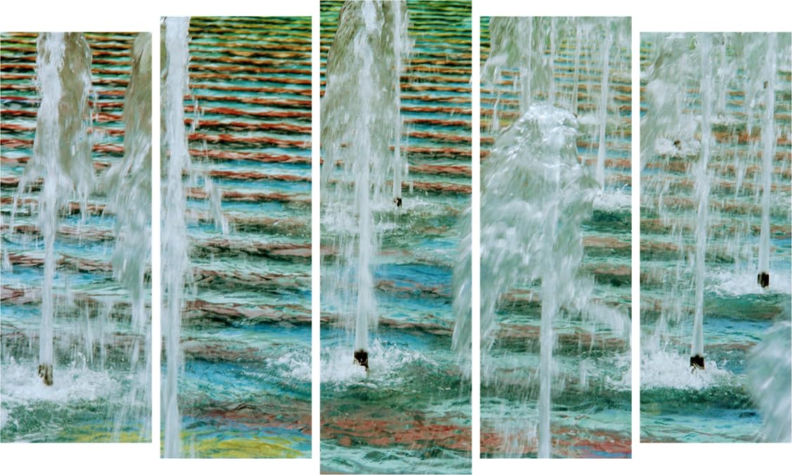 Forest Whispers 5-Panel Nature Photography Wall Art showcasing a vibrant forest scene.