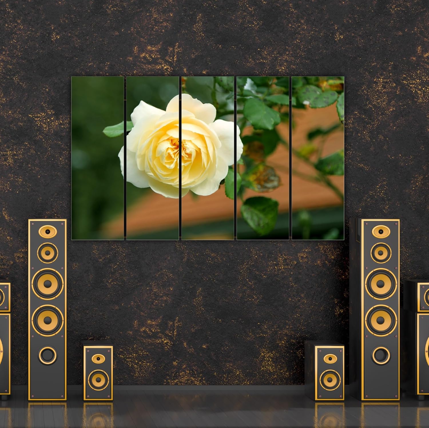 Rose-tastic Multi-Frame Framed Photography Wall Art That'll Make Your Walls Blossom (127x76cm) hanging above a sofa to brighten a living room.