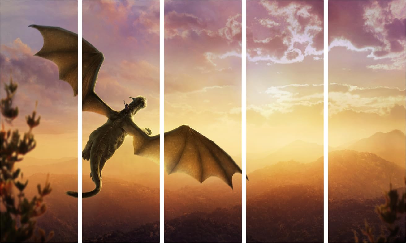 Dragon-ficent 5-Panel Photography Framed Wall Art That Scales Up Your Style (150x76cm)