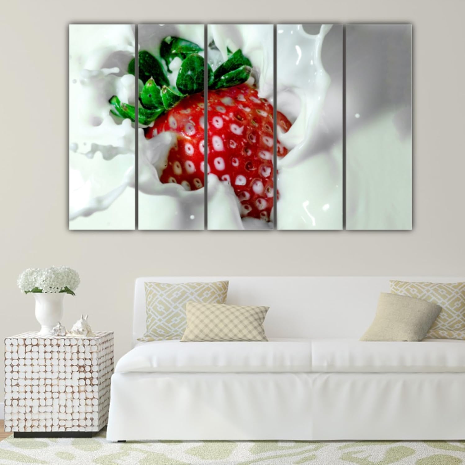 Berry Bliss Photography Framed Wall Art  Strawberry Multi-Frame Delight (150x76cm) Wall Art close-up revealing crisp photographic details