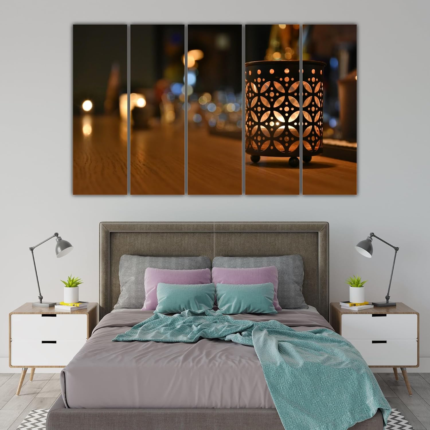 Close-up of multicolour Candlelight Photography Framed Wall Art Cluster panels