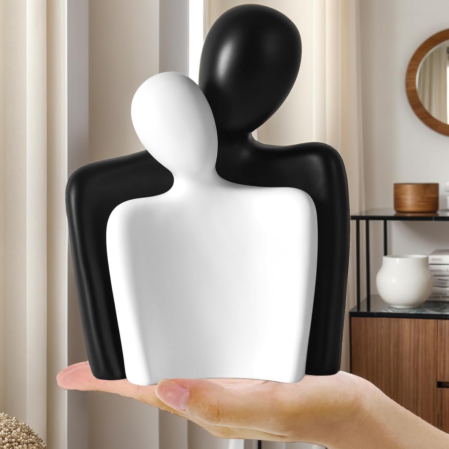 Hugging Couple Figurines for Shelf and Table, Modern Romantic Sculptures for Living Room, Bedroom, Office Decor - 9