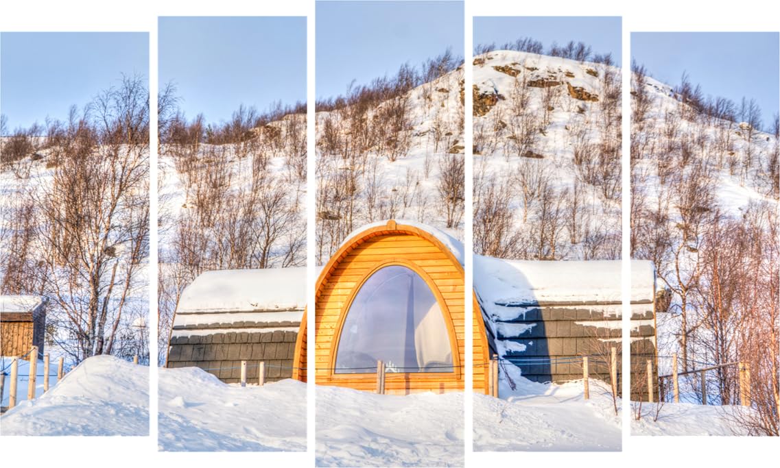 Landscape Bliss That'll Make Your Walls Smile - 5-Panel Framed Wall Art (150x76cm)