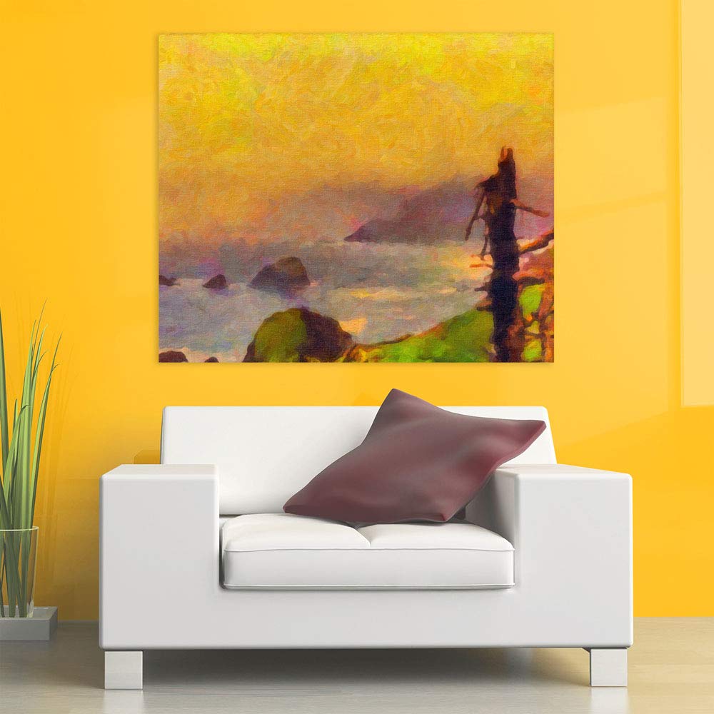 Misty Morning Mood unframed nature wall art featuring a misty forest landscape on pure cotton canvas.