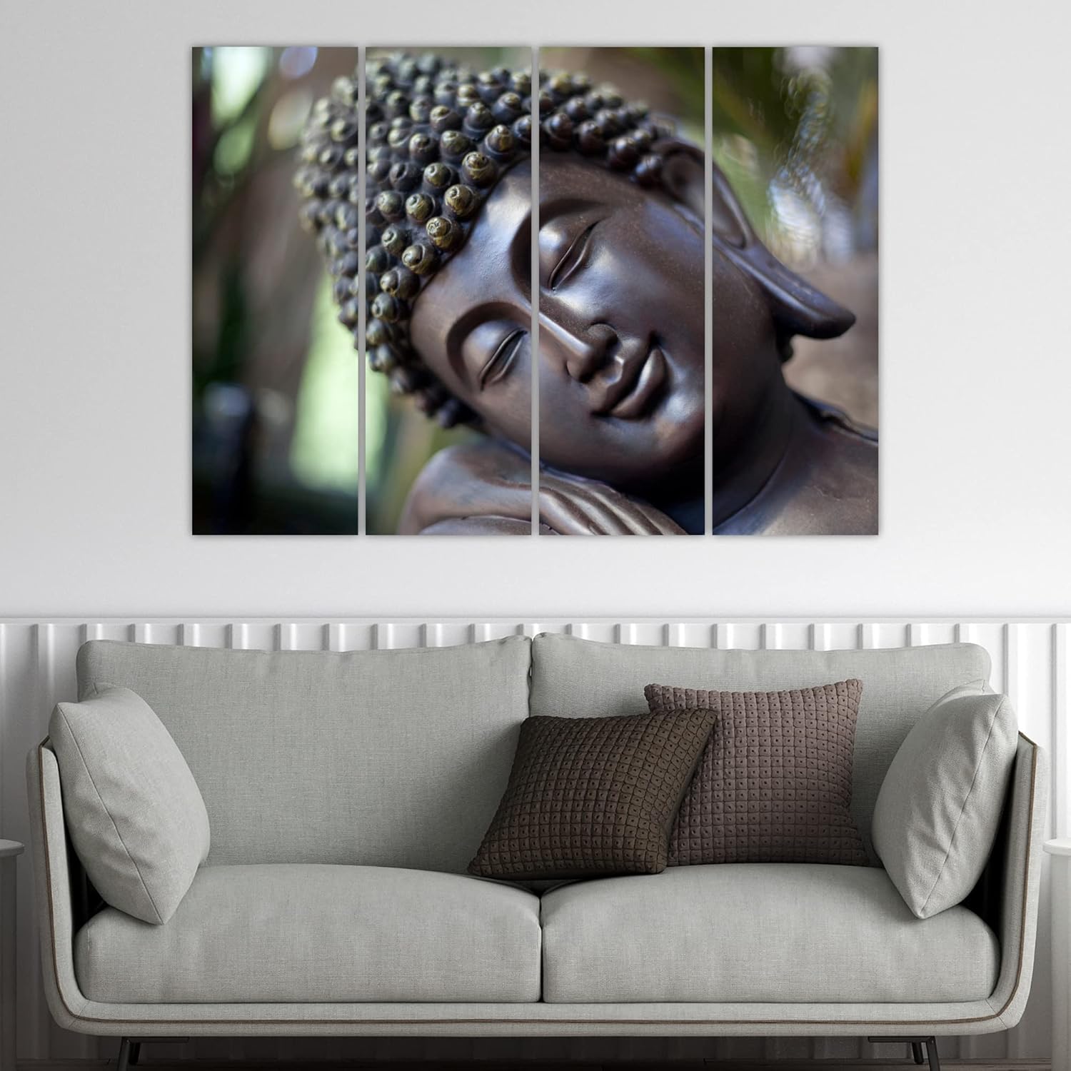 4-Panel Sleeping Buddha Vinyl Wall Art (85x55cm) for Living Room | Moolwan