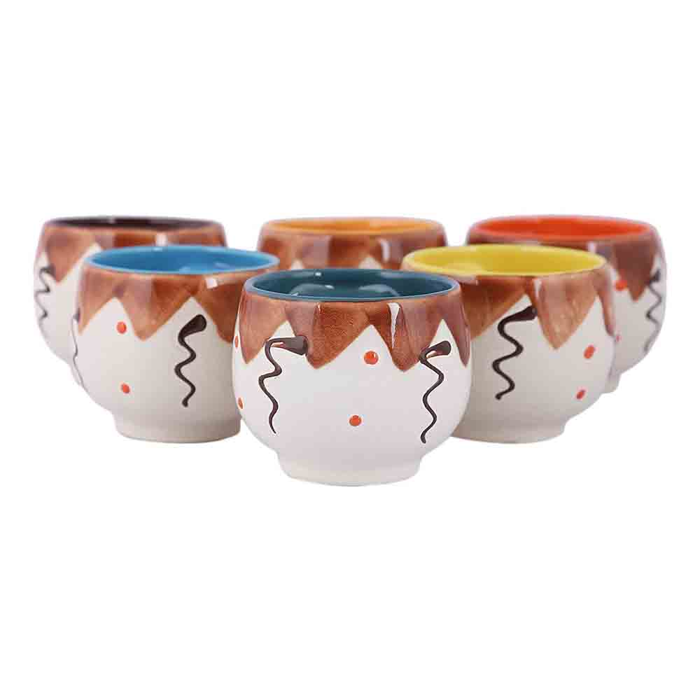 6 Piece Multicolor Ceramic Tea Cup