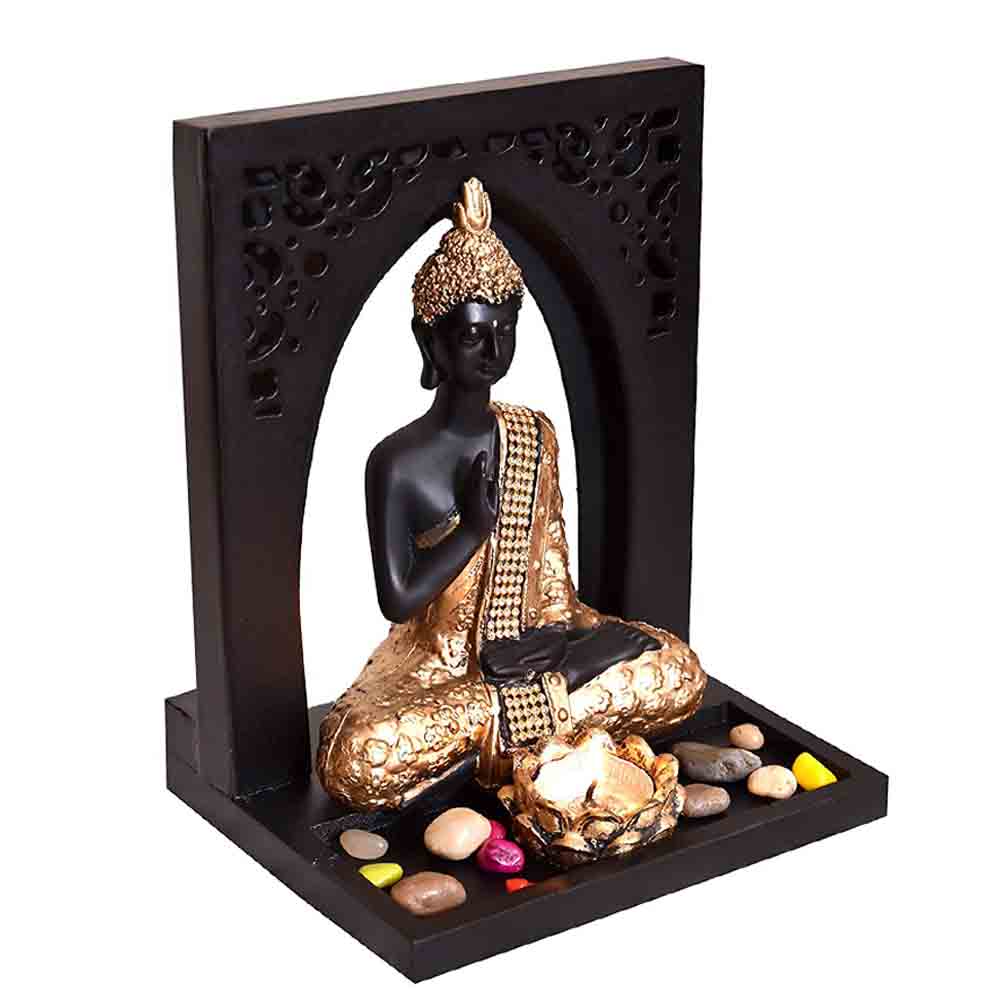 Black And Golden Lord Buddha Idol Statue