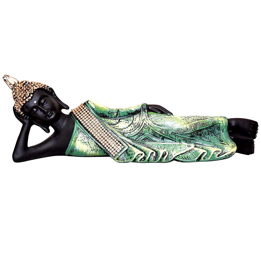 Divine Reclining Buddha Idol on Wooden Tray