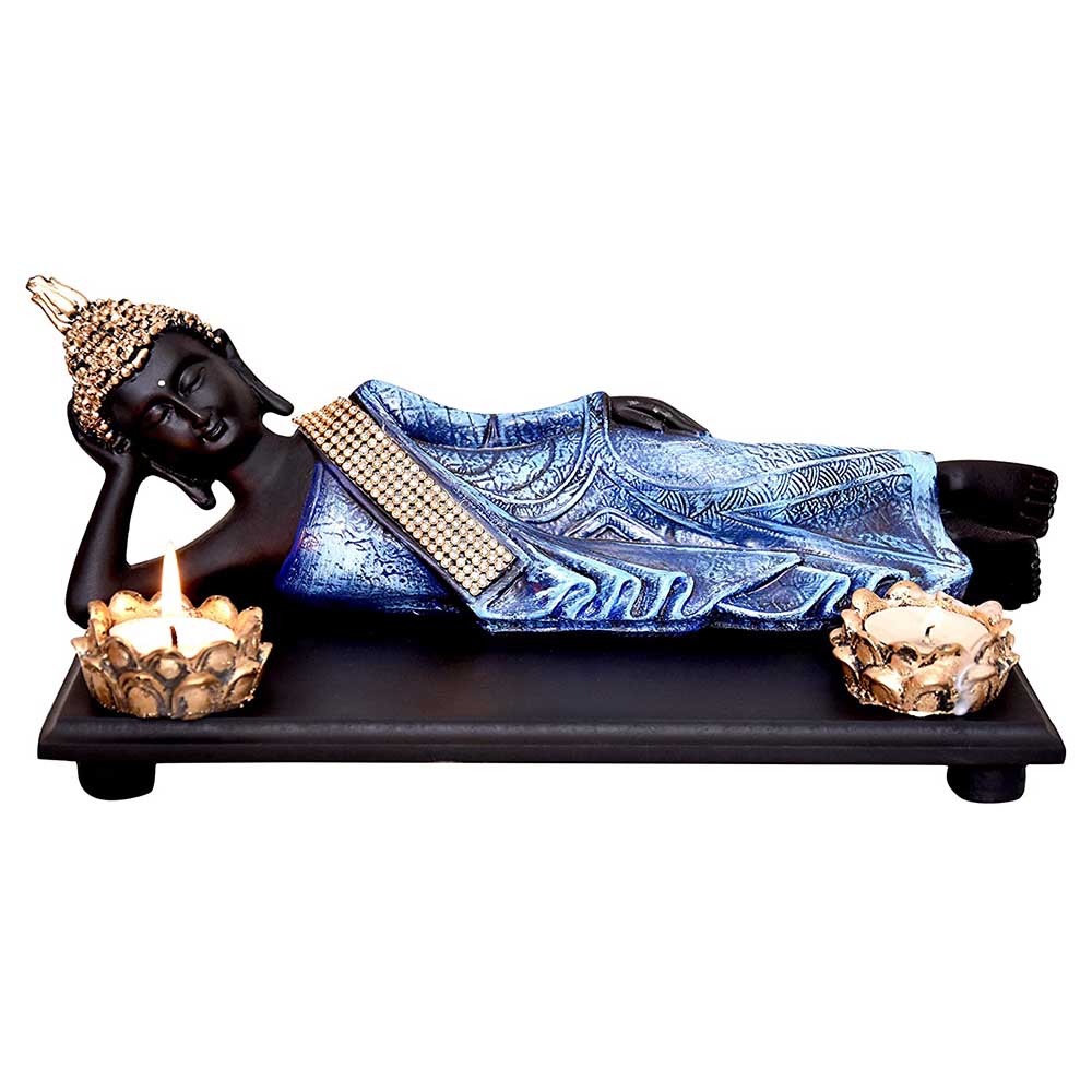 Reclining Buddha Statue With Wooden Platform