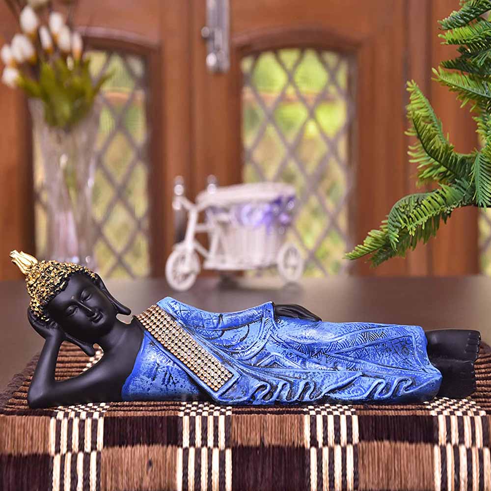 Blue And Black Polyresin Buddha Statue Idol