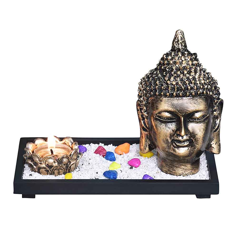 Gold Polyresin Buddha Face Idol
