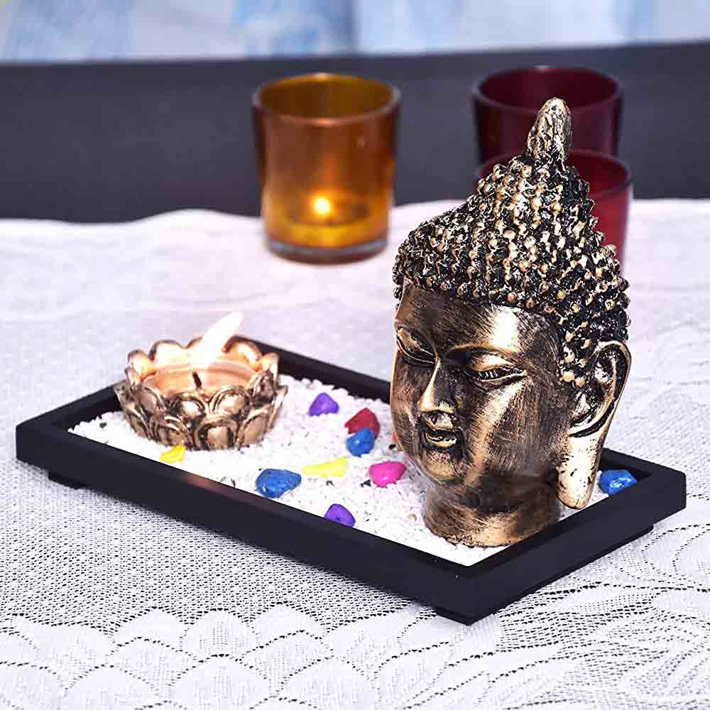 Gold Polyresin Buddha Face Figurine