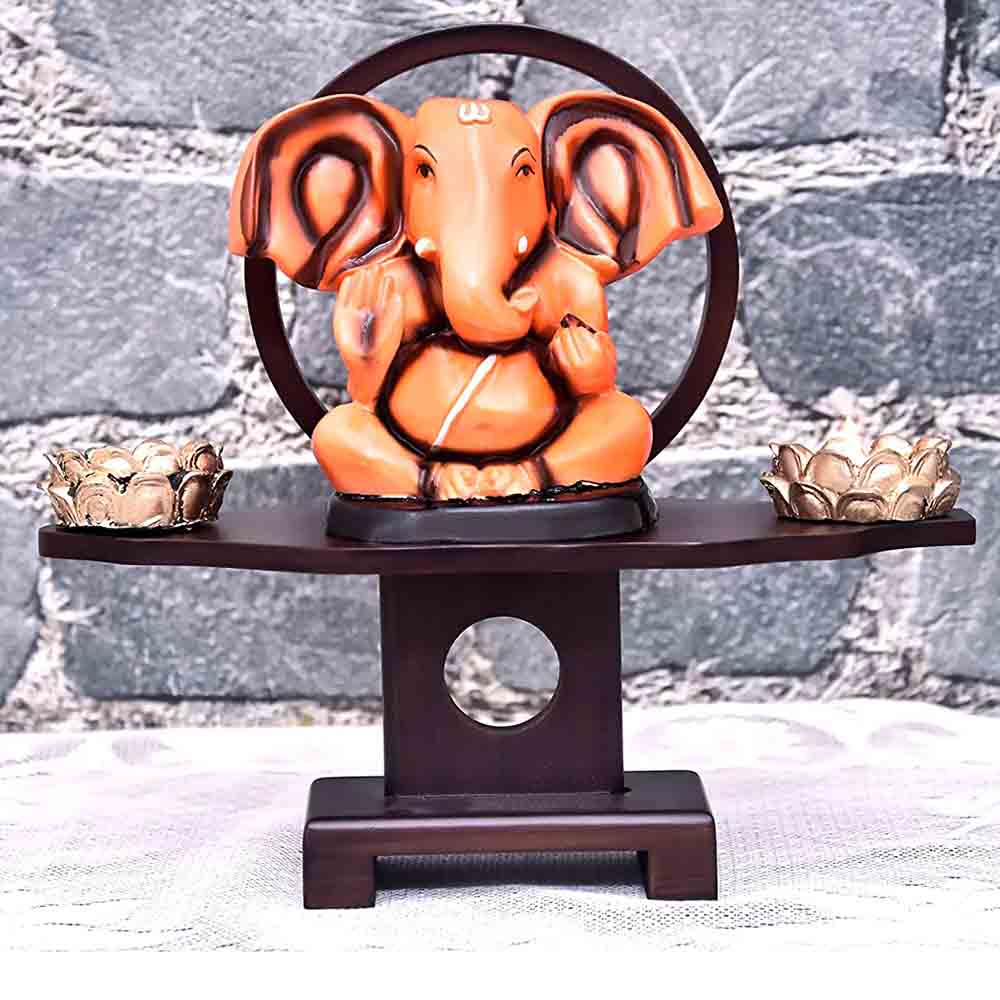 Ganesha Idol on a Wooden Platform