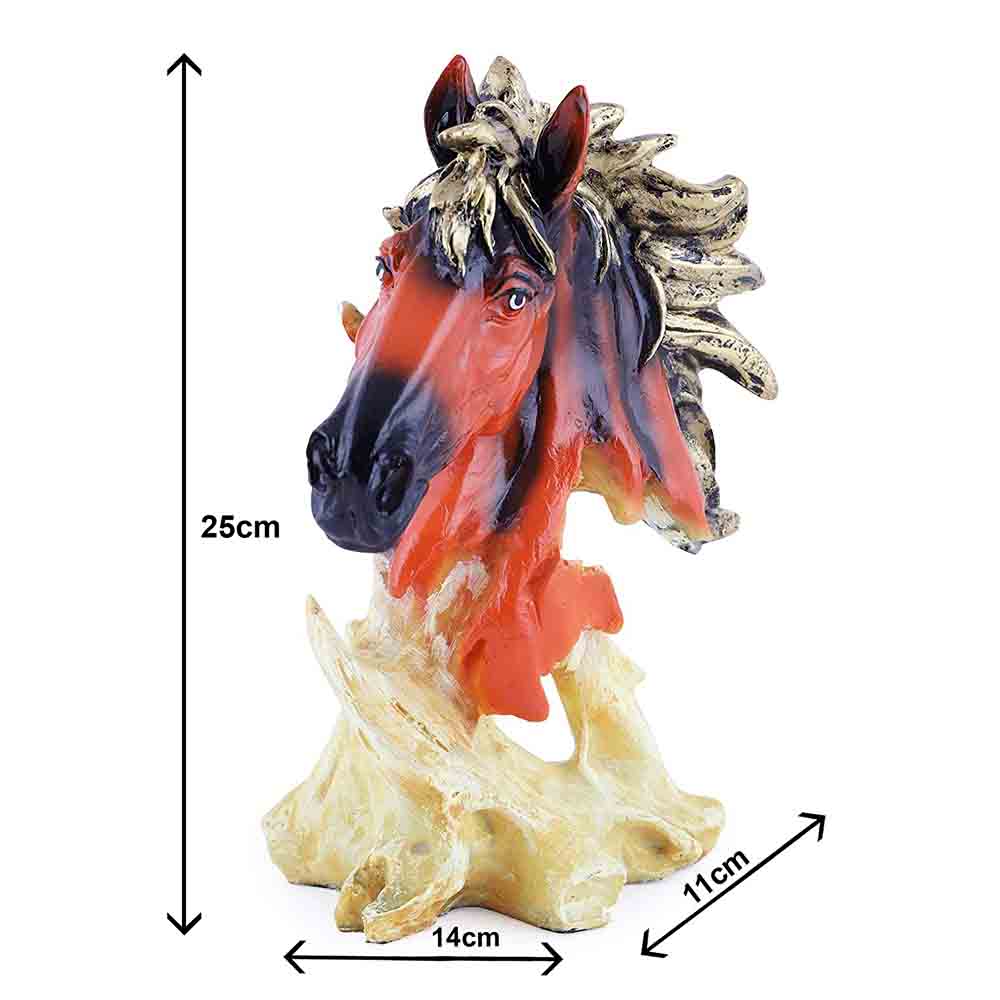 Wooden Finish Resin Horse Figurine Face