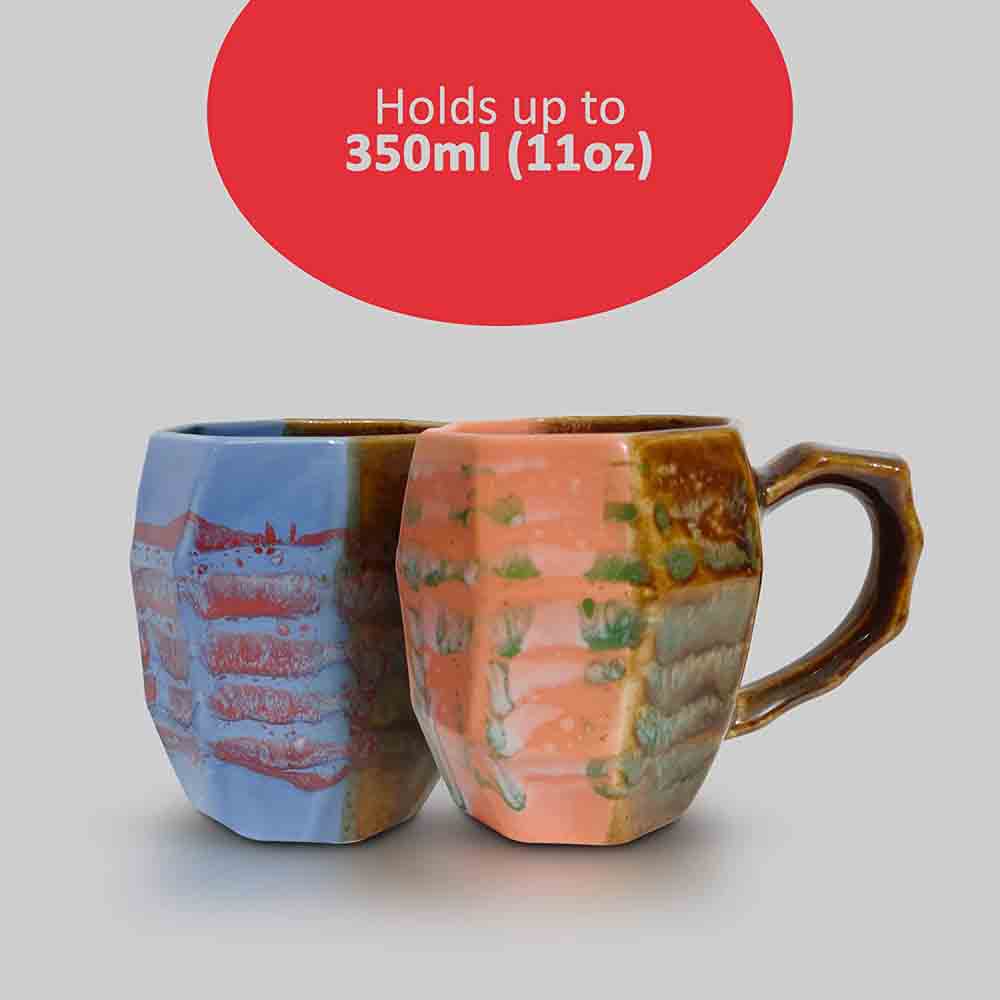 Colorful Classic Coffee Mug Sets of 2, Ceramic 