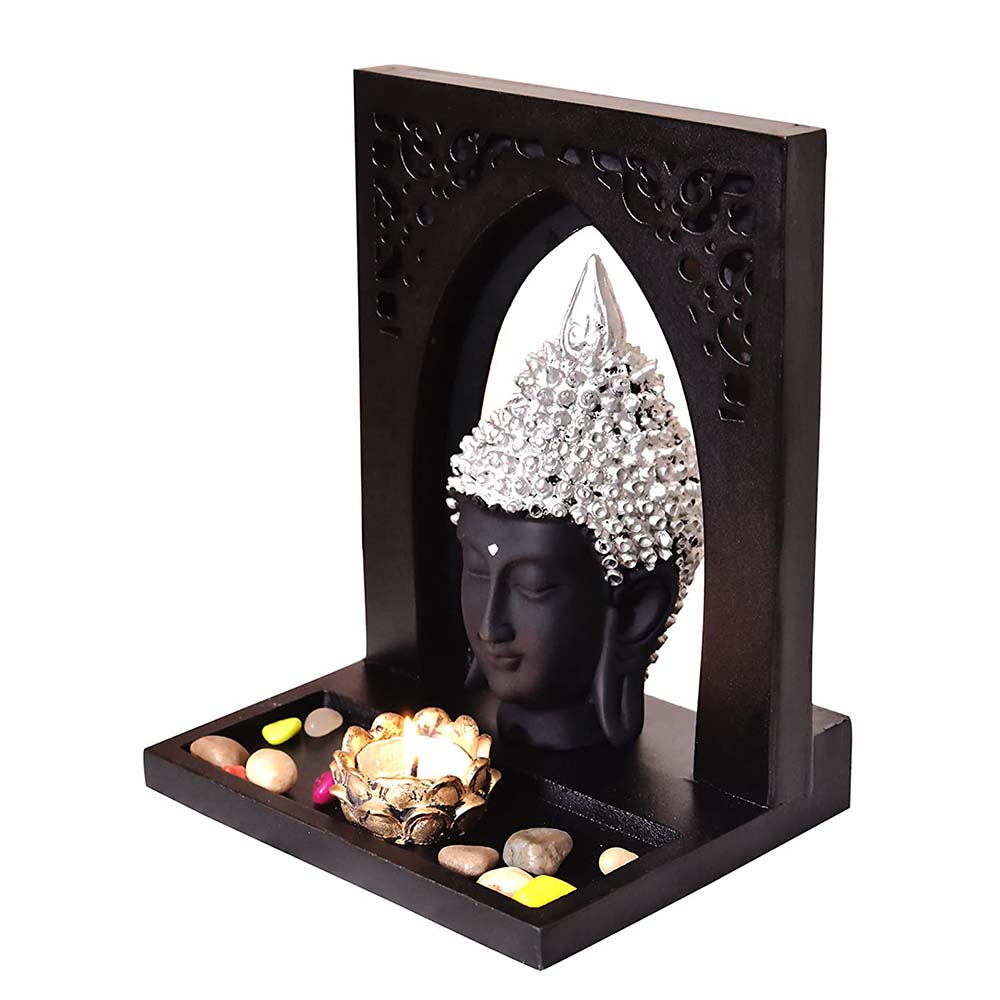 Buddha Face Idol on Royal Tray for Home Décor