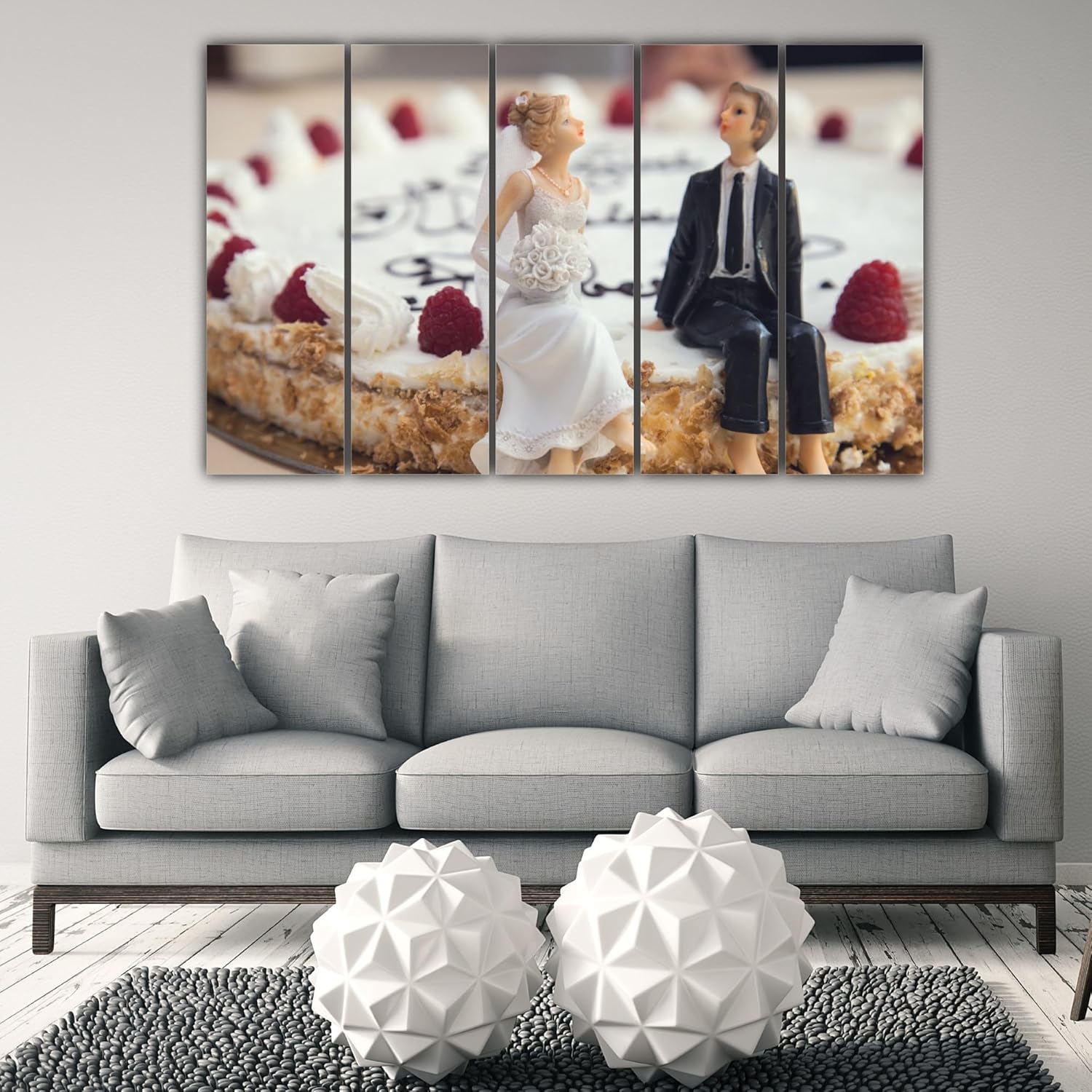 Cake-tastic Multi-Frame Framed Photography Wall Art That'll Frost Your Fancies displayed on living room wall with colorful dessert imagery