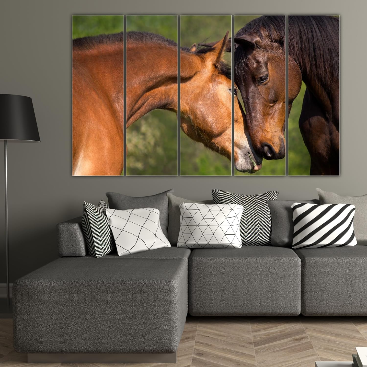 Gallop-tastic multi-frame horses framed Wall Art on a neutral wall