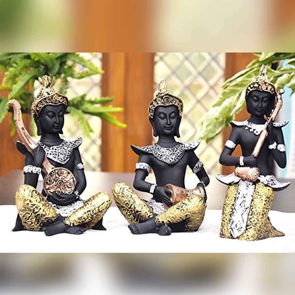 Resin & Marble Buddha Idols Playing Musical Instrument Online