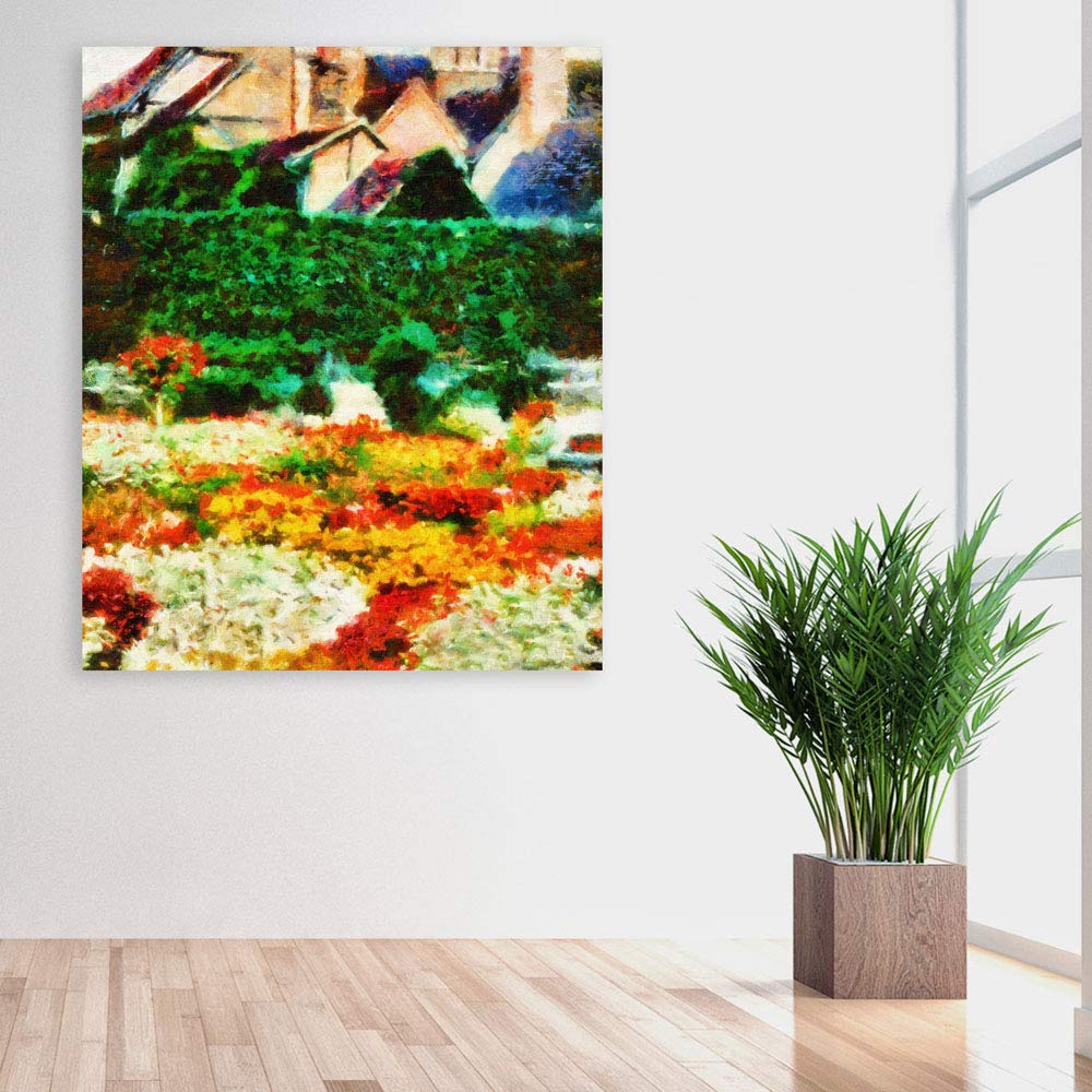 Bloom-tastic Unframed Nature Wall Art showcasing vibrant garden flowers on a pure cotton canvas