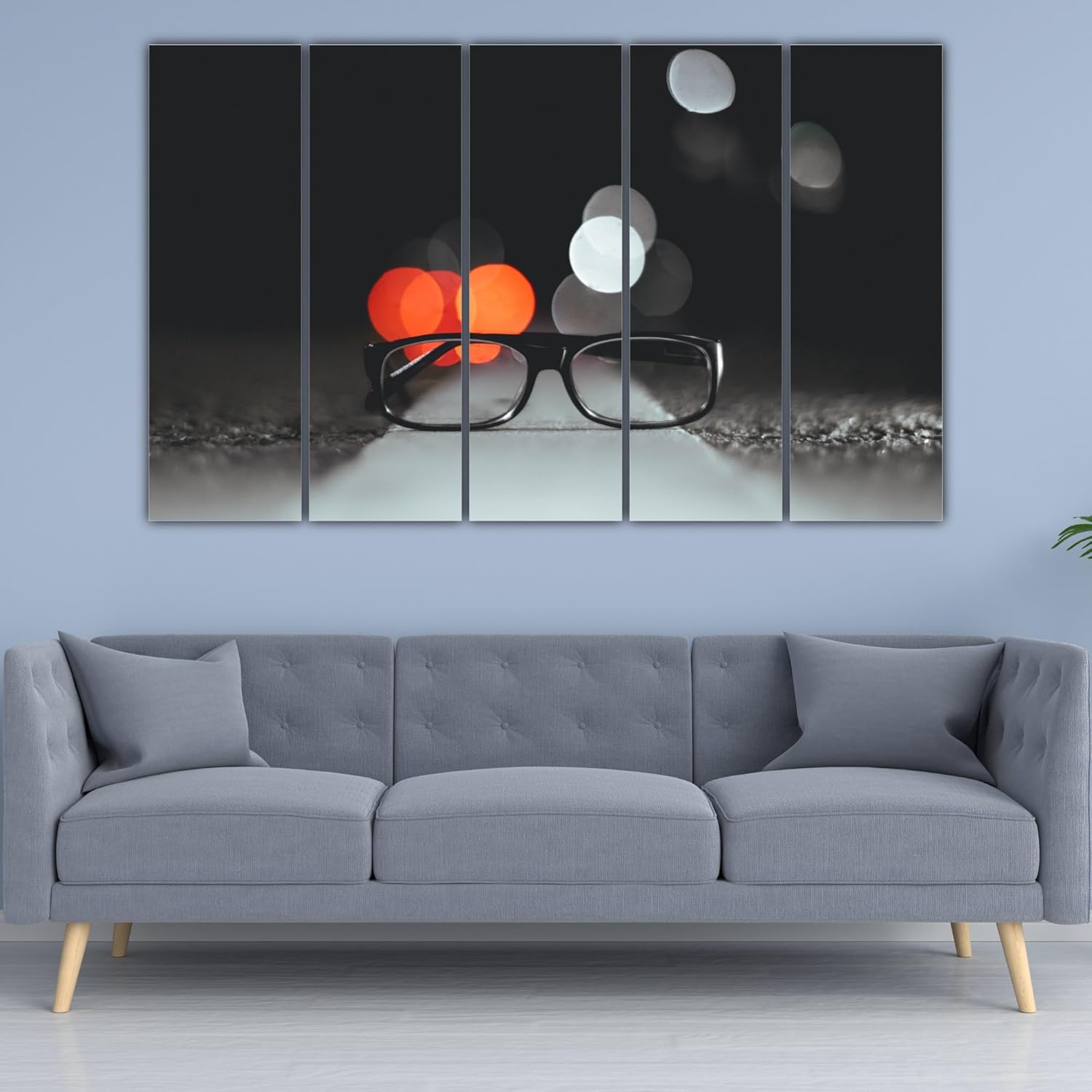Glasses Galore: Framed Wall Art for Insta-Worthy Vibes in a modern living room