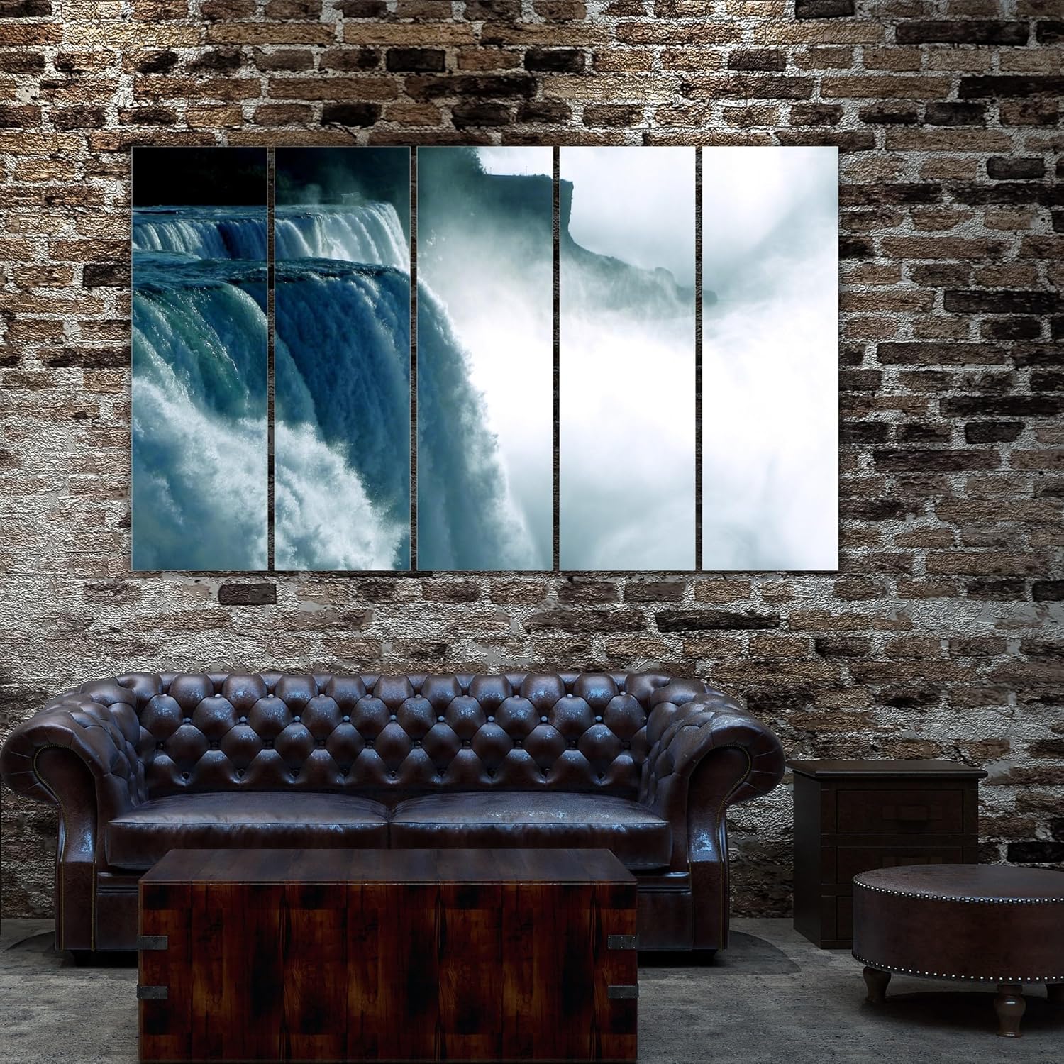 Close-up of Splash into Style Multi-Frame Wall Art with detailed abstract waterfall print on 6mm MDF frames.