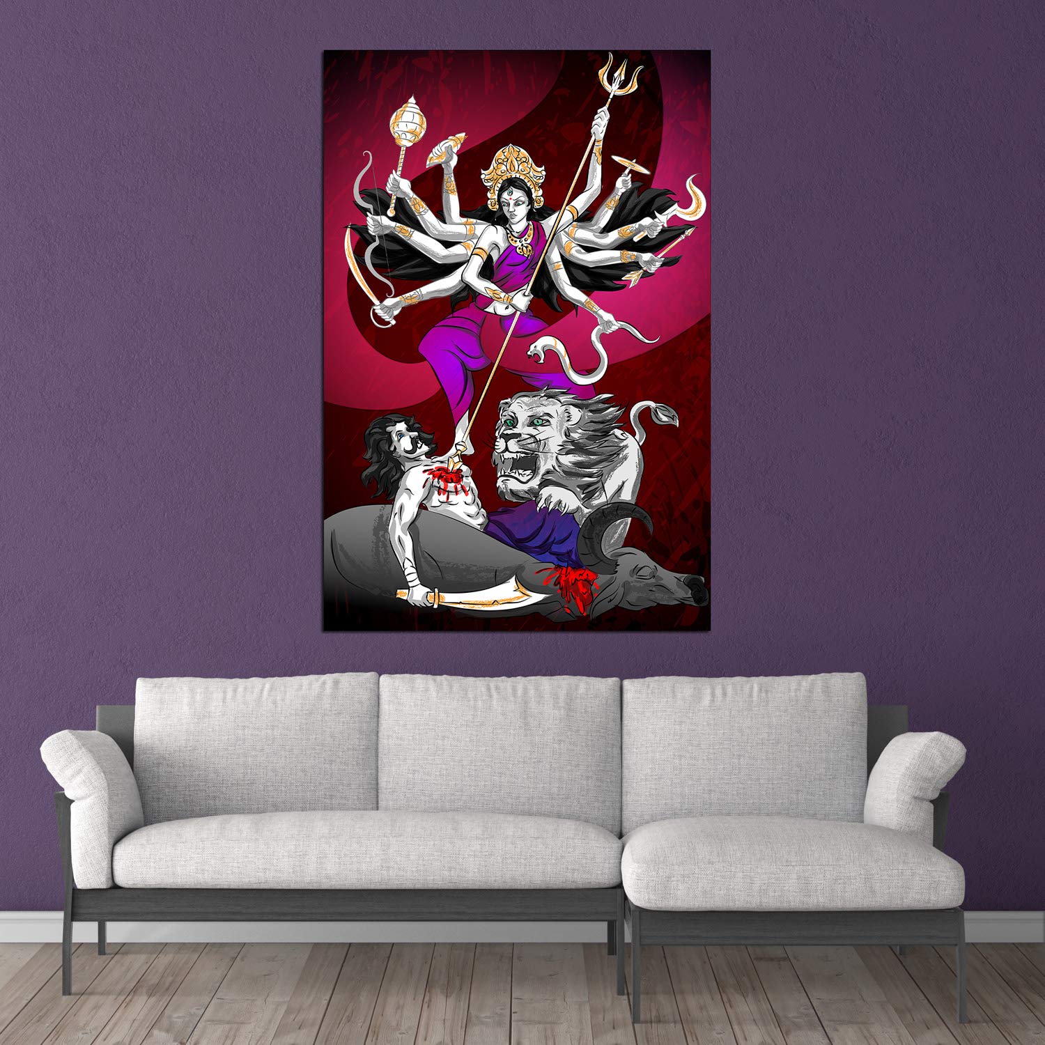 Durga-tastic Hindu Goddess Wall Art - Unframed Canvas (91x61cm)