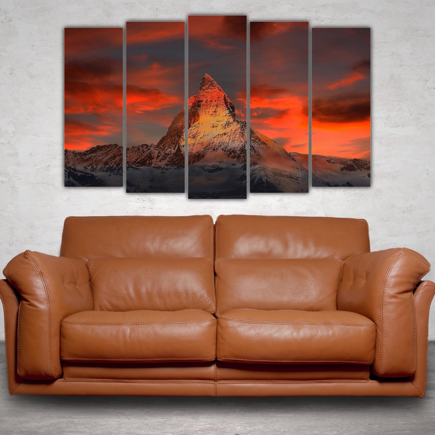 Multi-frame vinyl abstract wall art brightening a modern living room