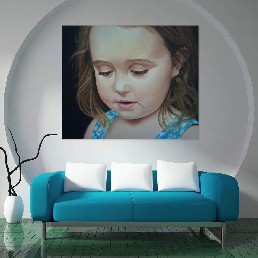 From Little Girl to Woman Wall Art Unframed displaying a tender girl portrait in matte earthy hues on pure cotton canvas