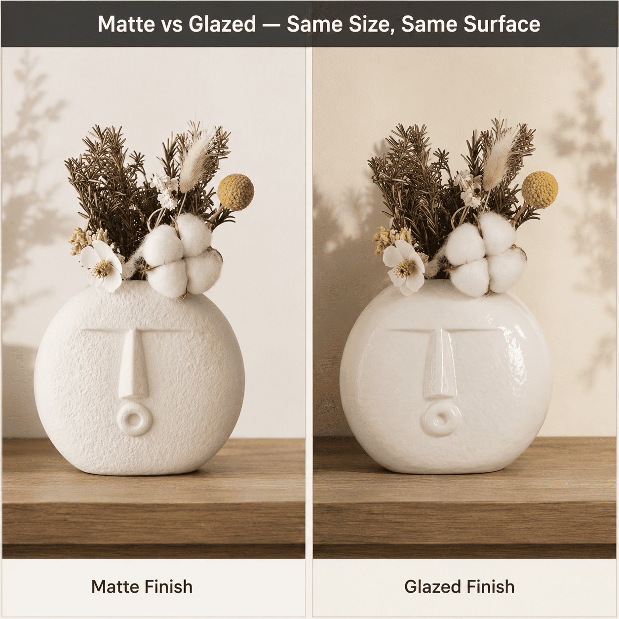 Matte vs Glazed Finish Showpieces Which Works Better in a Simple Indian Living Room